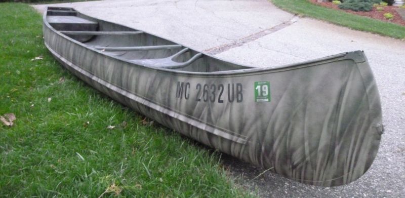 15' Grumman Eagle Square Stern Canoe 5HP Motor 4 People 1540 Ces 1987 Boat Fish for sale from 