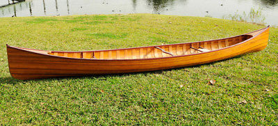 Cedar Wood Strip Built Canoe Wooden Boat 18' W/ Ribs ...