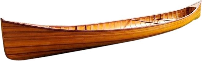 Canoe With Ribs 18-FT Wooden Western Red Cedar Strips Of Epoxy Resin ...