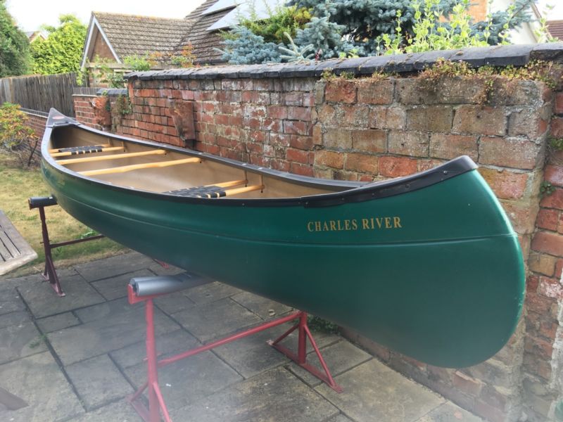 Old Town Charles River Canoe 158 4.6m Green + 2 Carlisle Paddles