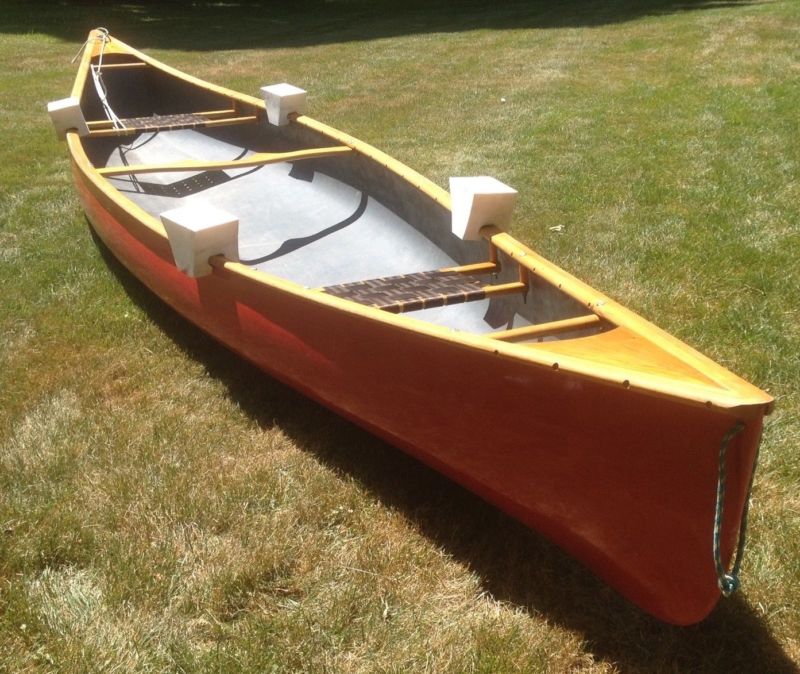 Vintage Mad River Canoe 16.5' Fiberglass W/ Wooden ...