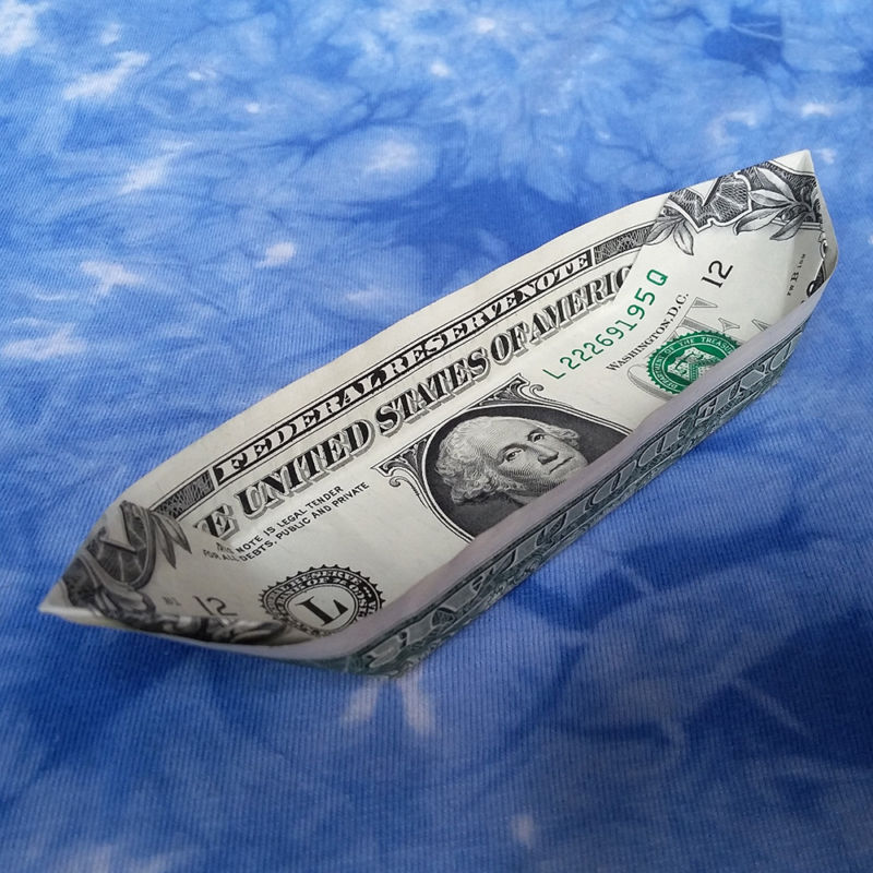Money Origami Mini Boat Fishing Charm Canoe Model Handmade Real One Dollar Bill for sale from ...