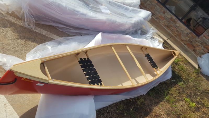 lightweight canoe esquif prospecteu 16 with wood gunwales