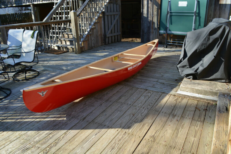 nova craft fox 14' solo canoe - tuffstuff, wood gunwales