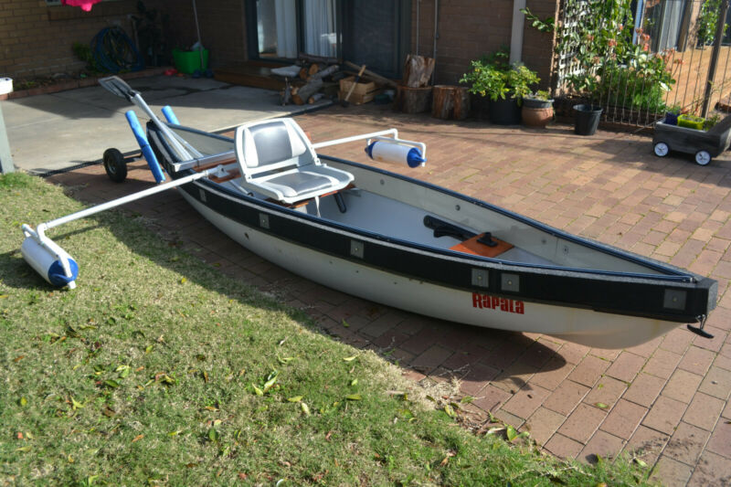 fishing canoe with outriggers - white 12.5ft for sale from