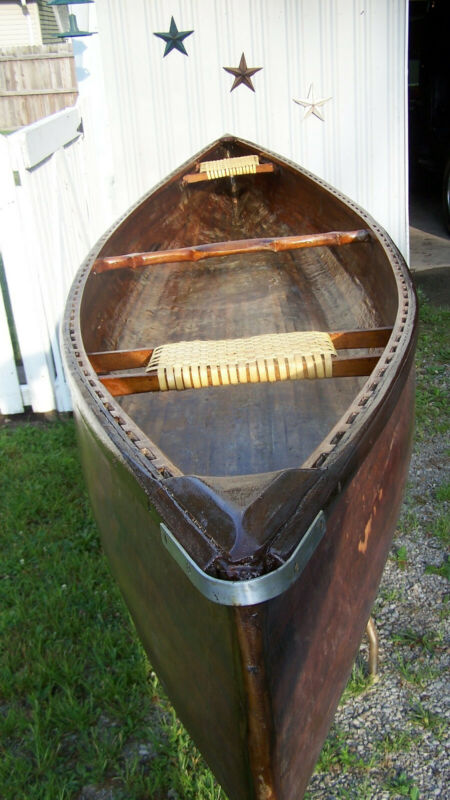 cedar strip built canoe 16' no ribs handmade 1950s for
