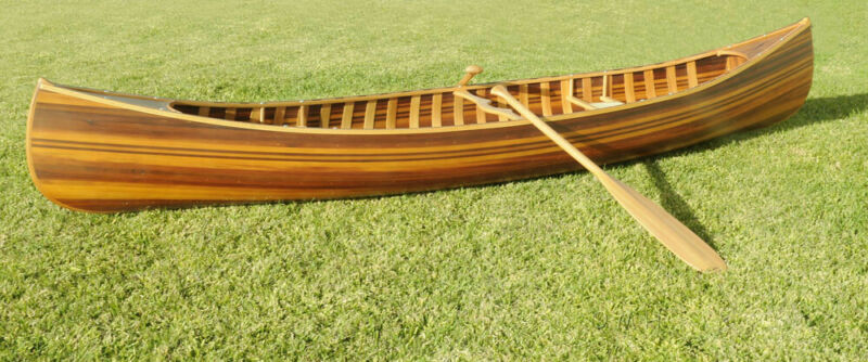 Real Handmade Canoe With Ribs Strips 12 Feet Red Cedar Wooden Matte ...