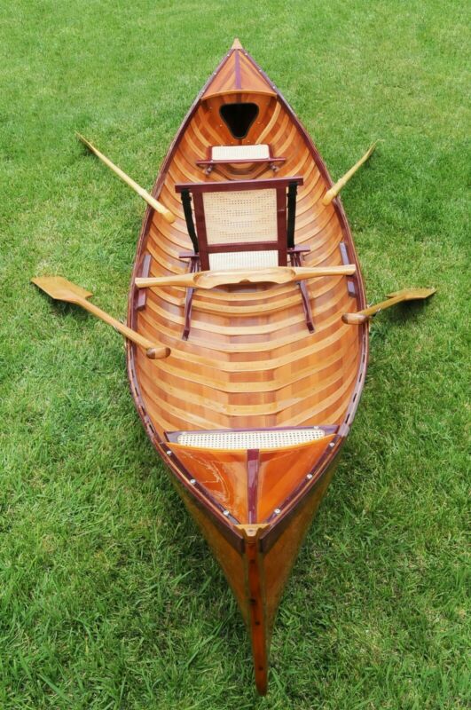 Cedar Strip Wood Traditional Canoe With Ribs 15.8Ft Rowing Boat Water ...