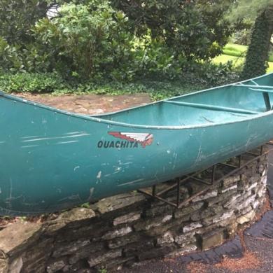 vintage 15 foot ouachita canoe aluminum riveted 4 person